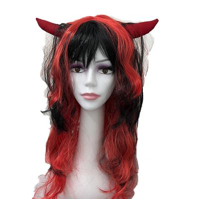 China The Other Cosplay Wig Halloween Christmas Ghost Festival Horn Curly Hair Masquerade Dress Straight Long Up Border for sale