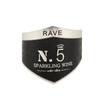 China hanlong adhesive sticker waterproof bottled beverage nickel logo wine metal customizable label for sale