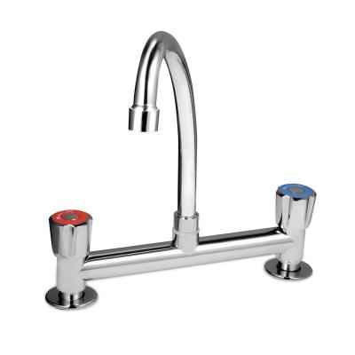 China Thermostatic Faucets Double Control Kitchen Mixer Sink Double Handle Faucet for sale