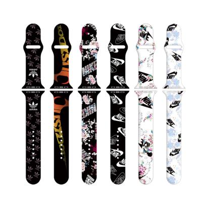 China Brand Series Watch Band Replacement For Apple Watch Strap 45mm 44mm 42mm 41mm 40mm 38mm Printing Silicone Strap For Series7 6 Se 5 4 3 for sale