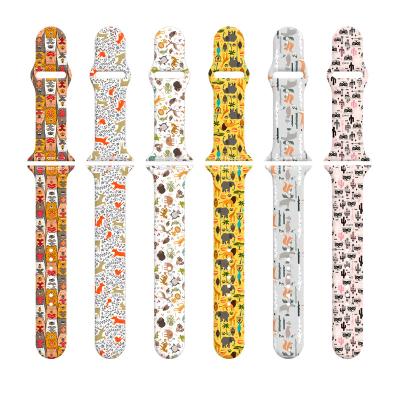 China Replacement Cartoon Animals Series Watch Band For Apple Watch Strap 45mm 44mm 42mm 41mm 40mm 38mm For Series7 6 Se 5 4 3 for sale