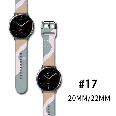 China Universal TPU 20mm 22mm Morandi Printing Silicone Watch Band Strap for Samsung or Huawei for sale