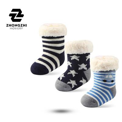 China Viable Newborn Infant Toddler Slipper Booties Christmas Socks Kids Fuzzy Home Socks for sale