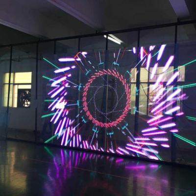 China Shop indoor clear glass adhesive wall led display screen indoor transparent flexible film led screen for sale