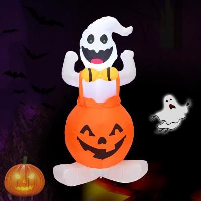 China 2021 Halloween LED Pumpkin Ghost Halloween Decoration 1.2m Inflatable Halloween Party Decoration for sale