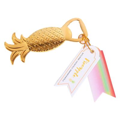 China Gift Wrapping Viable Gold Pineapple Shaped Beer Bottle Opener Creative Alloy Plated for sale