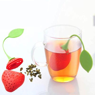 China 1 PCS Kitchen Supplies Strawberry Shape Silicone Tea Infuser Tea Bag Teapot Viable Non-Toxic Accessory for sale