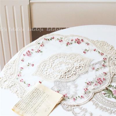 China Sustainable Vintage Embroidered French Tablecloth Lace Place Mat Coaster Table Mat Kitchen Accessories for sale