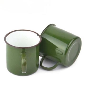 China Sustainable Vintage Style Enamel Cup Mug For Drinking Coffee Bear Tea Camping Hiking Mug for sale