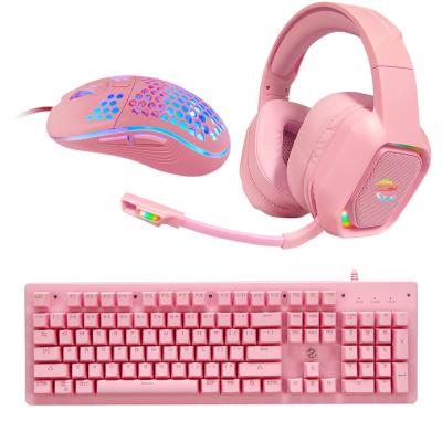 China 104 Keys Blue Axis Gaming Keyboard Mouse Combo Kit Backlit Mechanical Backlit Gaming Keyboard Mouse and Earphone and Earphone 3 in1 Gaming for Computer Home and Office for sale