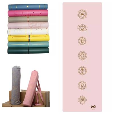 China Non-toxic 5mm Premium Non Slip PU Yoga Mat Custom Logo Eco Friendly Nature Rubber PU Leather Yoga Mat Matt With Bag for sale