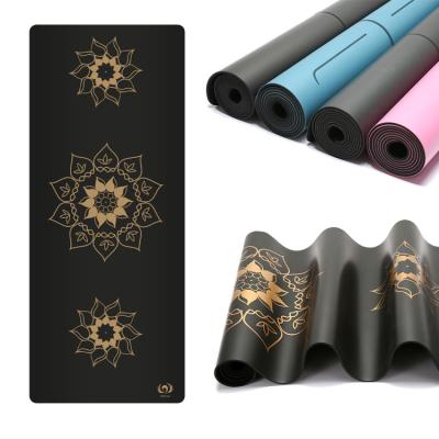 China Anti Slip High-Quality Materials Pu Yoga Matt Gold Print Luxury Pu Leather Yoga Mat for sale