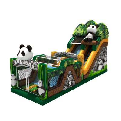 China Indoor or Outdoor Animal Theme Inflatable Obstacle Course with Big Inflatable Slide Bouncer for Kid Amusement Park for sale