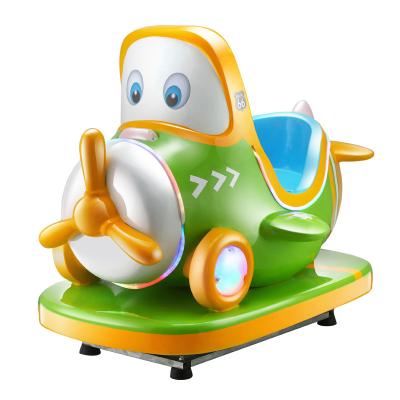 China 2022 FRP Kiddie Rides New Games Small Planes Green Coin Operated Children Car Electric Kiddie Rides For Rent for sale