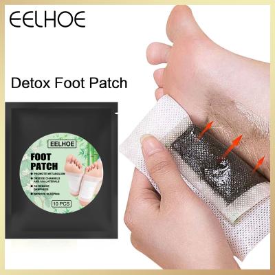 China Natural Bamboo Charcoal Foot Eelhoe 10 Foot Pads Adhesive Sheets For Stress Relieve Improve Sleep Removing Impurities To Remove Dampness for sale