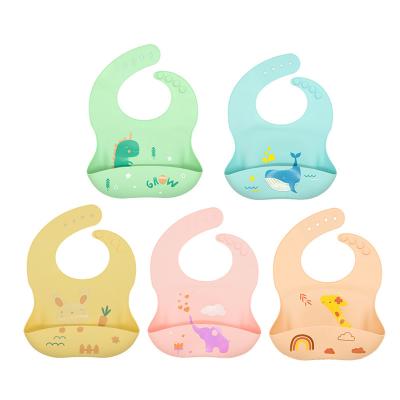 China 6 color free ready running cute custom hole BPA design silicone baby bib waterproof silicone bibs for sale