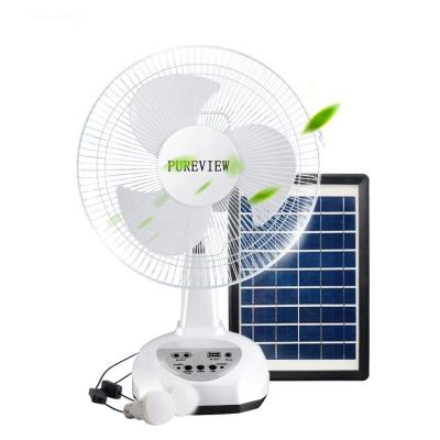 China 12 inch portable hot sale solar charging electric table fan with power bank function portable and solar rechargeable fan for sale