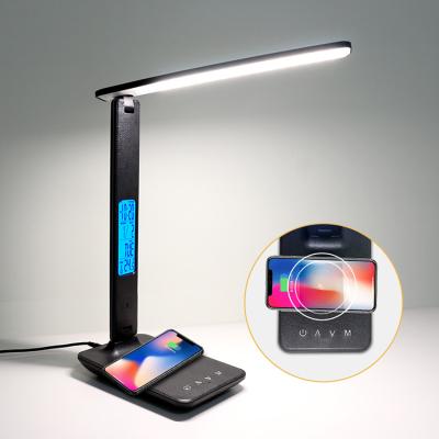 China Mobile Phone USB QI Wireless Charger LED Desk Lamp Charging 3 Modes Reading Lamp Touch Control Night Dimmable Eye-Friendly Table Lamp for sale