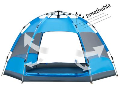 China Factory Wholesale Custom Double Doors Outdoor Waterproof Hexagon Straight Bracing Type Fishing Large Camping Tents for sale