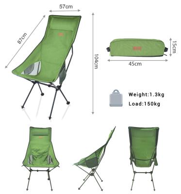 China Custom Lightweight Foldable Recliner Camping Chair Portable Foldable Outdoor Fishing Chair With Headrest for sale