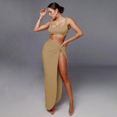 China Wholesale QUICK DRY double layer seamless sexy club wear 2 piece crop top and skirt sets matching outfits women two piece set clothing for sale