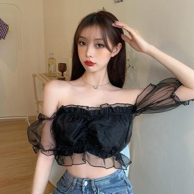 China Sexy Anti-pilling Off The Shoulder Puff Sleeve Ladies Blouse Crop Top for sale