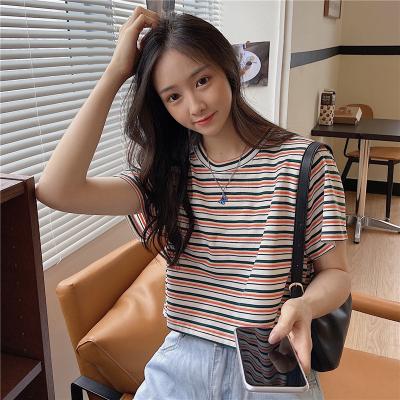 China Anti-wrinkle Newcomer Striped Lady Fashion Clothing 2020 Women's T-Shirt for sale