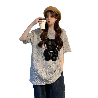 China Anti-Wrinkle 2020 Summer Women Dirty Bear Pattern Short Sleeve O Neck Loose T-Shirt For Women With Plus Size Casual Streetwear Tops OEM for sale