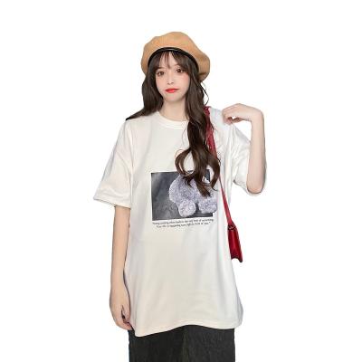 China Anti-Wrinkle White T-shirts Women Printed Short Sleeve Graphic Tees Tops Apparel Ladies T-shirt Summer Fashion for sale