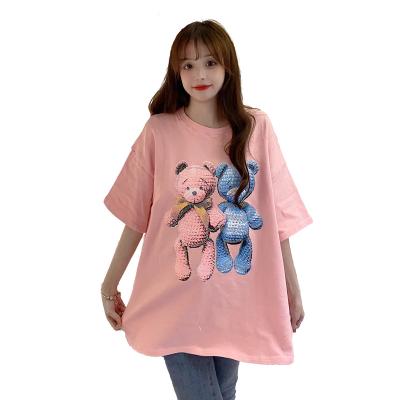 China Custom Anti-wrinkle Fashional Pink Cheap OEM Women T-shirt for sale