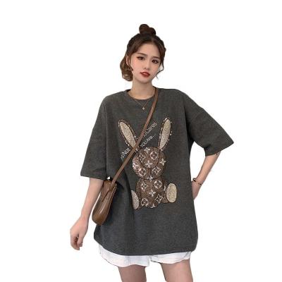 China Anti-Wrinkle Short Sleeve Tee Tops O-Neck Casual Graphic Bear Pattern Funny Cute T Shirt Women 2021 Summer T Shirt Printed for sale