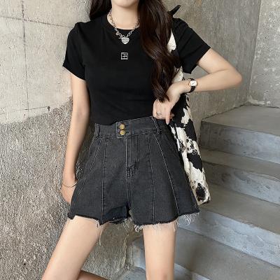 China Anti-wrinkle new arrival sexy ladies denim shorts button womens denim shorts for sale