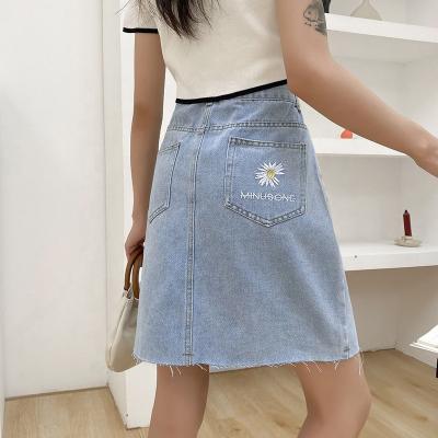 China OEM Breathable Service High Quality Summer Fashion Denim Embroidered Skirt Embroidered Denim Women's Skirt Lattice Skirt For Women for sale