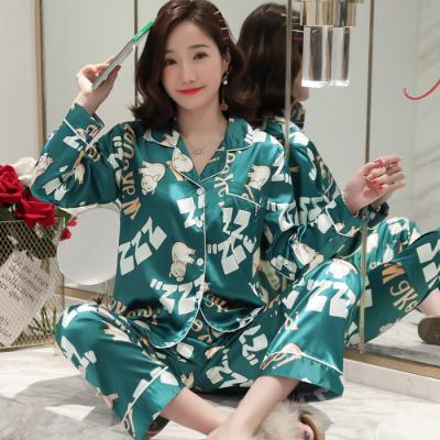 China New Style QUICK DRY Cute Lovely Nightgowns Cartoon Printed Homewear Long Sleeve Spot Pajamas Sets for sale