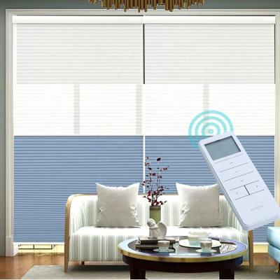 China Manufacturer Water Resistant Electric Integrated Honeycomb Day And Night Blinds WIFI Control Blinds Curtain For Living Room for sale