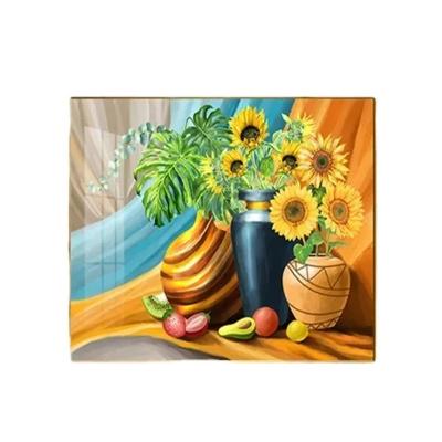 China Art Deco Chinese Style Modern Aesthetic Decorative Paintings, Living Room Triptych Decorative Paintings, Sunflowers, Corridor Paintings for sale