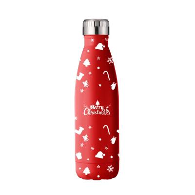 China Minimalist New Christmas Insulated Water Bottle Stainless Steel Vacuum Thermos Cup Cartoon Elk Santa Snowman Portable Cup Christmas Gifts for sale