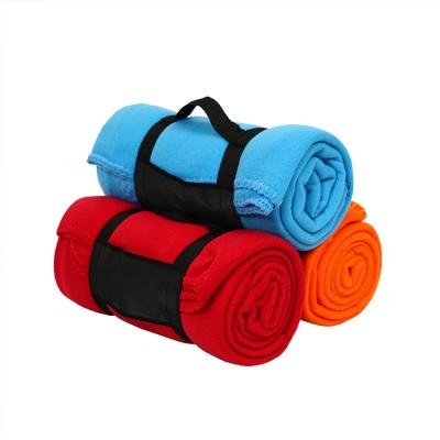 China High Quality Solid Soft Polyester Strap Fleece Blanket Disposable for sale