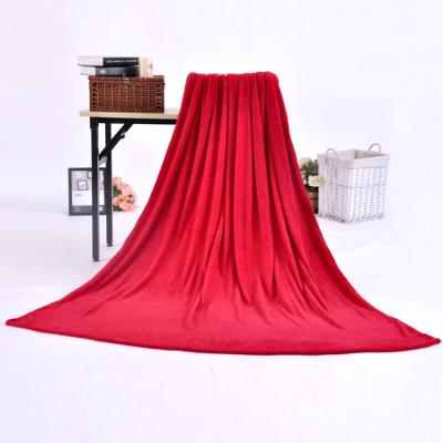 China Wholesale Disposable Comfortable 100% Polyester Fleece Solid Coral Throw Blanket for sale