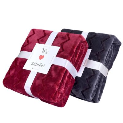 China Disposable Comfortable New Design Embossed Solid Flannel Fleece Blanket for sale