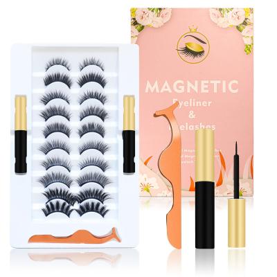 China Crisscross Reusable Private Label Magnetic Eyeliner Lashes 5 10 Sets Handmade Magnetic Eyelashes With Magnetic Eyeliner for sale