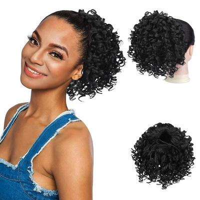 China X-Ring Hair Natural Afro Virgin Hair Curly Wrap Around Ponytails 100% Drawstring Hair Ponytail Hair Extensions 16 Inch for sale