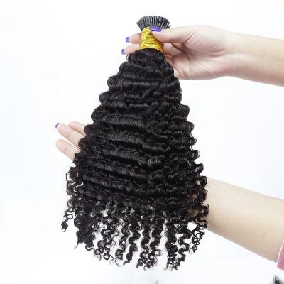 China Wholesale Curly Curl No Shedding Micro Ties Tip Seller 100 Strands Virgin Curly Hair Curly I Tip Raw Virgin Hair Extensions for sale