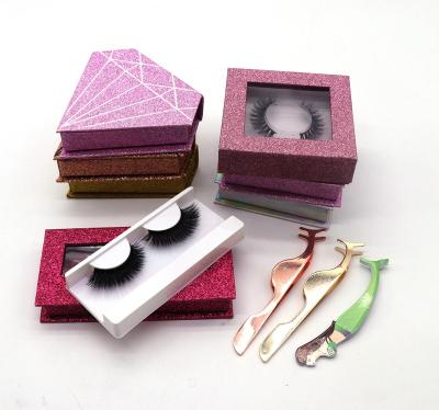 China Durable Custom Logo Synthetic Mink Material False Eyelashes With Eyelash Case for sale