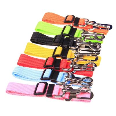 China Stocked Custom Pet Seat Belt Fasten Durable Multi Function Pet Rope Nylon Retractable Car Safety Belt With Aluminum Alloy for sale