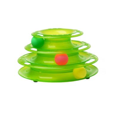 China Hot Selling Stocked Cat Toy Interactive Toy Three-Layer Orbital Plastic Plastic Turntable Custom Pet Product for sale