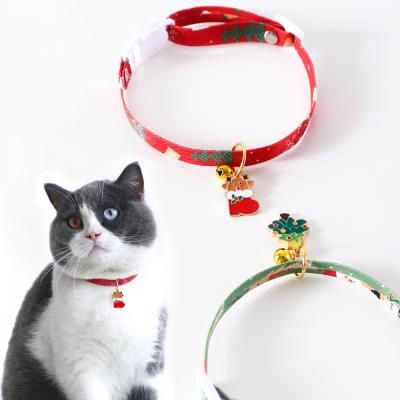 China Personalized Small Dog Cat Supplies Collar Christmas Tree and Safety Buckle Nylon Pet Collar Custom Plaid Pet Storage for sale