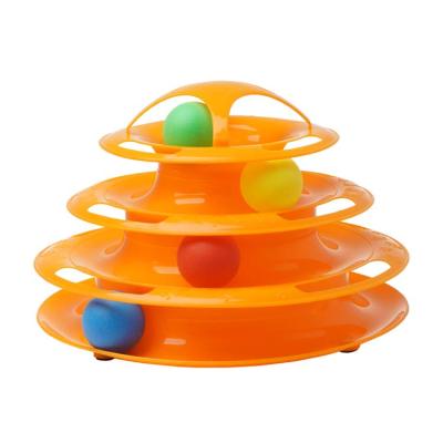 China Stocked Wholesale Three Levels Pamper Fun Cat Toys Interactive Cat Toy Tower Tracks Disc Cat Intelligence Ball for sale