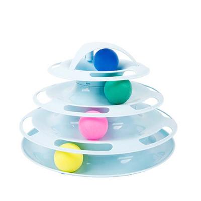 China Wholesale Customized Tower Stored Level Pet Cat Toy Ball Disk Interactive Funny Cat Tower Toys Four Way for sale