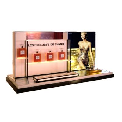 China Premium Quality Custom Acrylic Perfume Display Stand Boutique Cosmetic Display Rack LED Advertising Lights for sale